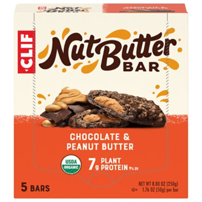 CLIF Nut Butter Bar Chocolate Peanut Butter Organic Filled Energy Bars - 5 Count