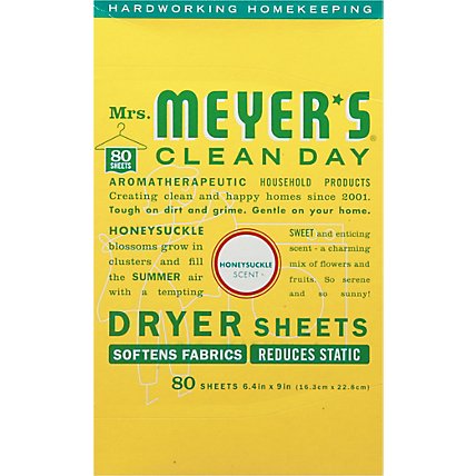 Mrs. Meyers Clean Day Dryer Sheets Honeysuckle Scent (Pack of 80) - Image 2