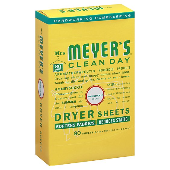 Mrs. Meyers Clean Day Dryer Sheets Honeysuckle Scent (Pack of 80)