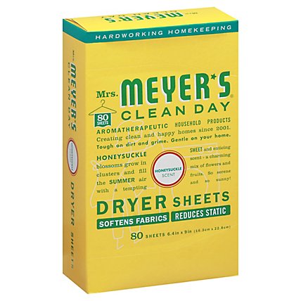 Mrs. Meyers Clean Day Dryer Sheets Honeysuckle Scent (Pack of 80) - Image 1