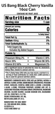 Bang Energy Black Cherry Vanilla - 16 Fl. Oz. - Image 2