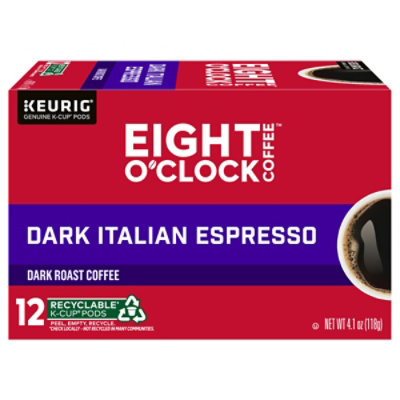 Eight OClock Coffee K Cup Pods Dark Roast Dark Italian Roast 12 Count - 4.1 Oz - Image 1