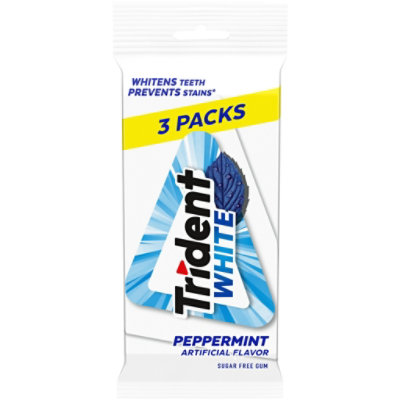 Trident White Gum Sugar Free Peppermint Pack - 3-16 Count - Image 1