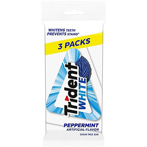Trident White Gum Sugar Free Peppermint Pack - 3-16 Count