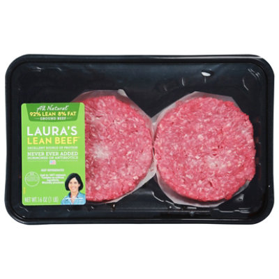 Lauras Beef Ground Beef Patties 92% Lean 8% Fat 4 Count - 16 Oz - Image 2