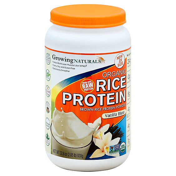 Growing Naturals Vanilla Rice Protein Powder - 32.8 Oz