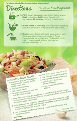 Betty Crocker Suddnely Salad Creamy Italian Pastea Side Dish - 8.3 Oz - Image 5