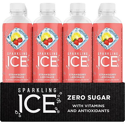 Sparkling Ice Strawberry Lemonade Sparkling Water 12-17 fl. oz. Bottles - Image 2