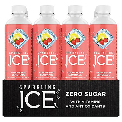 Sparkling Ice Strawberry Lemonade Sparkling Water 12-17 fl. oz. Bottles - Image 1