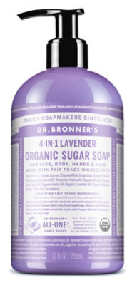 Dr. Bronner's Lavender Organic Sugar Soap - 12 Fl. Oz. - Image 1