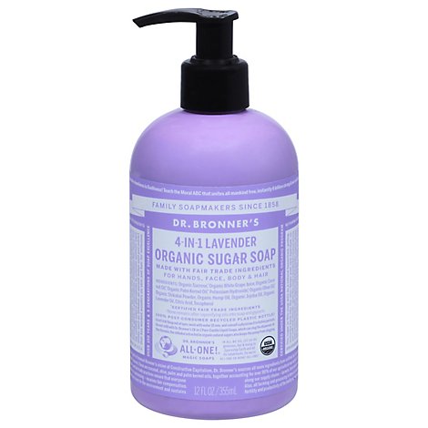 Dr. Bronners Organic Sugar Soap Lavender, 12 Oz - 12 Oz