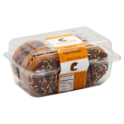 Clydes Chocolate Iced Rainbow Donuts 6 Count - Each - Image 1