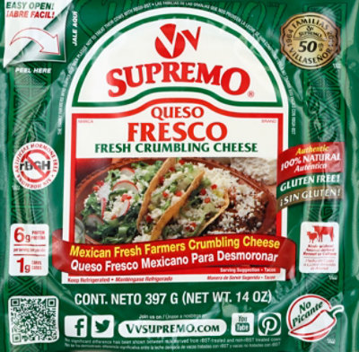 V&V Supremo Queso Fresco Fresh Crumbling Cheese - 14 Oz - Image 2