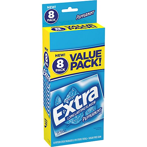 Extra Peppermint Sugar Free Chewing Gum - 8-15 Count