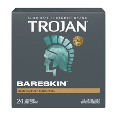 Trojan Bareskin Thin Premium Lubricated Condoms - 24 Count - Image 1