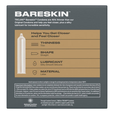 Trojan Bareskin Thin Premium Lubricated Condoms - 24 Count - Image 5