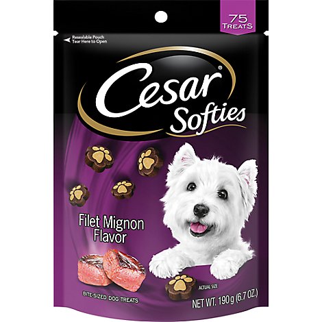 Cesar Softies Filet Mignon Flavor Chewy Small Dog Treats 75 Count In Pouch - 6.7 Oz