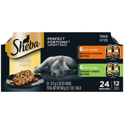 Sheba Perfect Portions Chicken & Turkey Adult Wet Cat Food Cuts in Gravy Variety Pack 12-2.6 Oz - Image 1