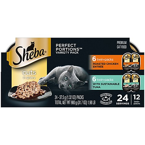 Sheba Perfect Portions Cat Food Premium Cuts In Gravy Chicken/Tuna Entree Multipack - 24-1.32 Oz
