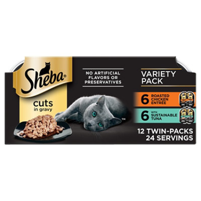 Sheba Perfect Portions Cat Food Premium Cuts In Gravy Chicken/Tuna Entree Multipack - 24-1.32 Oz