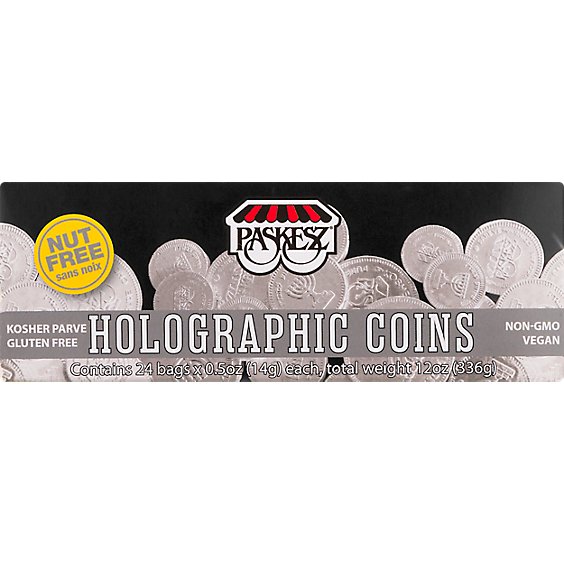 Paskesz Nut Free Holographic Coins - 24 Count