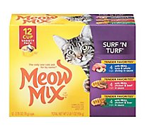 Meow Mix Tender Favorites Surf N Turf Cat Food Cups Variety Pack Box - 12-2.75 Oz