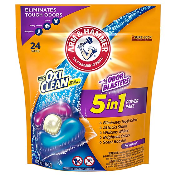 ARM & HAMMER Laundry Detergent Odor Blasters Triple Chamber Pouch - 24 Count