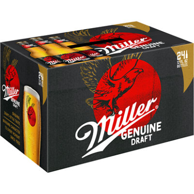 Miller Genuine Draft American Style Lager Beer 4.7% ABV Bottles - 24-12 Fl. Oz. - Image 1