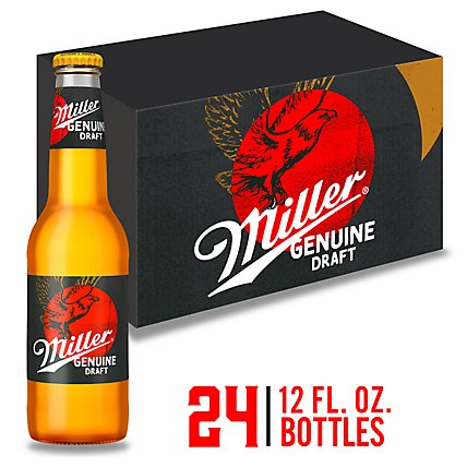 Miller Genuine Draft Beer American Style Lager 4.6% ABV Bottles - 24-12 Fl. Oz. - Image 1