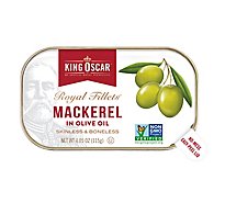King Oscar Skinless Boneless Royal Filet Mackrl In Olv Oil Canned - 4.5 Oz
