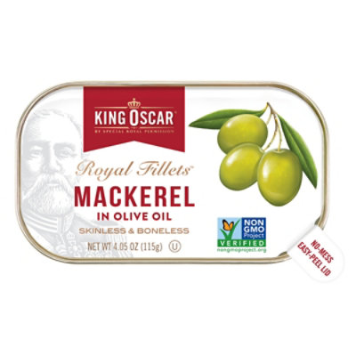 King Oscar Wild Caught Skinless & Boneless Mackerel in Olive Oil - 4.05 Oz - Image 1