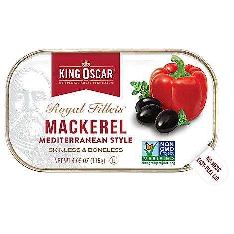 King Oscar Royal Fillets Mackerel Skinless & Boneless Mediterranean Style Can - 4.5 Oz