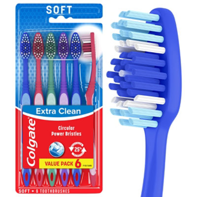 Colgate Extra Clean Manual Toothbrush Full Head Soft - 6 Count - Image 1