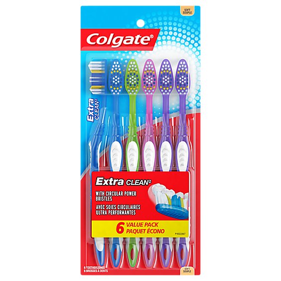 Colgate Extra Clean Manual Toothbrush Full Head Soft - 6 Count