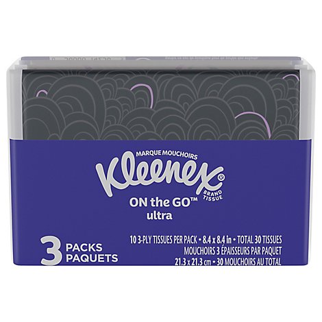 Kleenex Facial Tissue 3-Ply White Slim Pack Wrapper - 3-10 Count