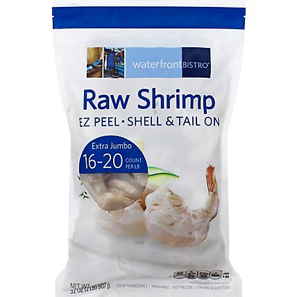 waterfront BISTRO Shrimp Raw Extra Jumbo Shell & Tail On Frozen 16-20 Count - 2 Lb - Image 2
