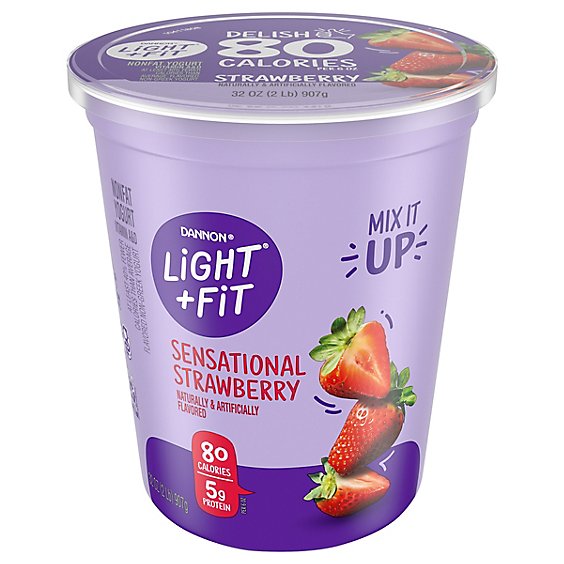 Dannon Light + Fit Strawberry Non Fat Gluten Free Yogurt - 32Oz