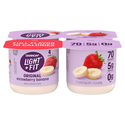 Light + Fit Strawberry Banana Nonfat Gluten Free Yogurt - 4-5.3 Oz - Image 1