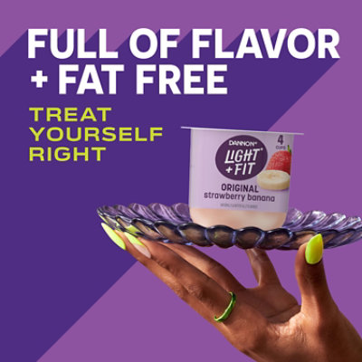 Light + Fit Strawberry Banana Nonfat Gluten Free Yogurt - 4-5.3 Oz - Image 5