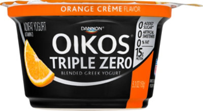 Oikos Triple Zero Orange Creme Non Fat Greek Yogurt - 5.3 Oz