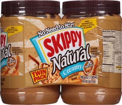 Skippy Natural Creamy Peanut Butter Spread Twin Pack - 2-40 Oz - Image 2