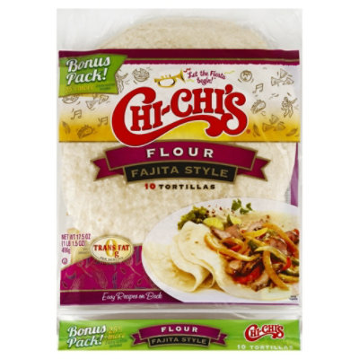 Chi-Chis Flour Tortilla Shelf Stable Resealable Plastic Bag 10 Count - 17.5 Oz - Image 1