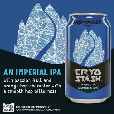 Hop Valley Cryo Stash Imperial IPA Craft Imperial Beer 8.7% ABV Cans - 19 Fl. Oz. - Image 2