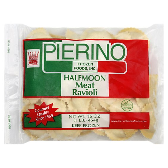Pierino Frozen Foods Half Moon Meat Ravioli, 16 Oz - 16Oz