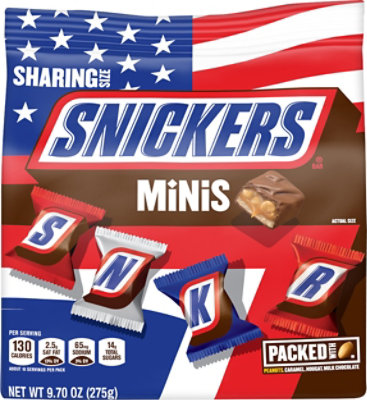Snickers Red White & Blue Minis Size Patriotic Chocolate Candy Bag 9.7 Oz