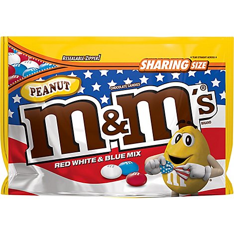 M&M'S Red White & Blue Mix Peanut Chocolate Candy Sharing Size - 10.7 Oz