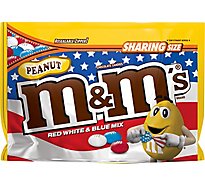 M&MS Red White & Blue Mix Peanut Chocolate Candy Sharing Size - 10.7 Oz