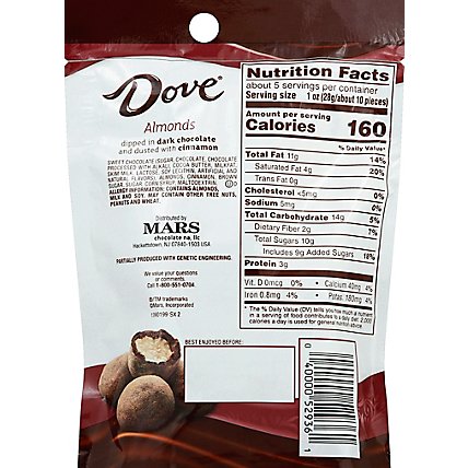 Dove Almonds With Cinnamon and Dark Chocolate Candy Bag 5.5 Oz - Image 3