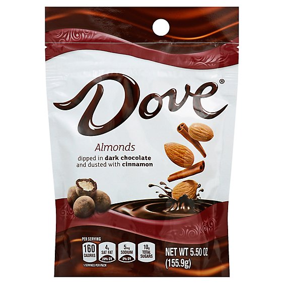 Dove Almonds With Cinnamon and Dark Chocolate Candy Bag 5.5 Oz