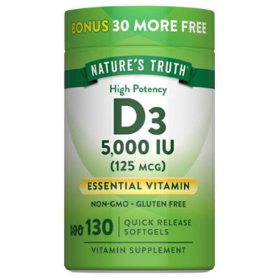 Nature's Truth High Potency Vitamin D3 125 mcg - 130 Count - Image 2